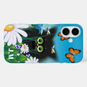 Niedlich Fluffy Kitten in Daisy Meadow Monogram Case-Mate iPhone Hülle (Rückseite (Horizontal))