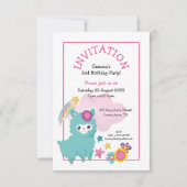 Niedlich Fluffy Llama Young Child Birthday Party P Einladung (Vorderseite)