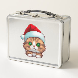 Niedlich Fluffy Munchkin Christmas Cat Classic T - Metall Brotdose