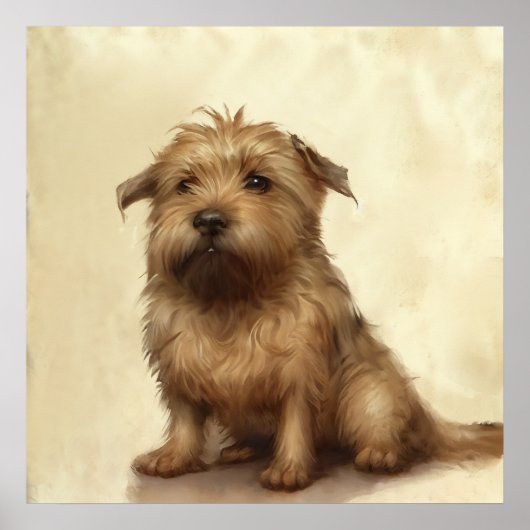 Niedlich Fluffy Norfolk Terrier Art Poster (Vorne)