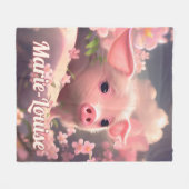 Niedlich Fluffy Pig Fleecedecke (Vorderseite (Horizontal))