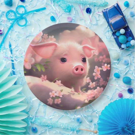 Niedlich Fluffy Pig Pappteller (Party)