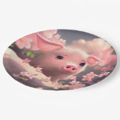 Niedlich Fluffy Pig Pappteller (Schrägansicht)