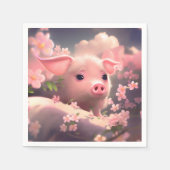 Niedlich Fluffy Pig Serviette (Vorderseite)