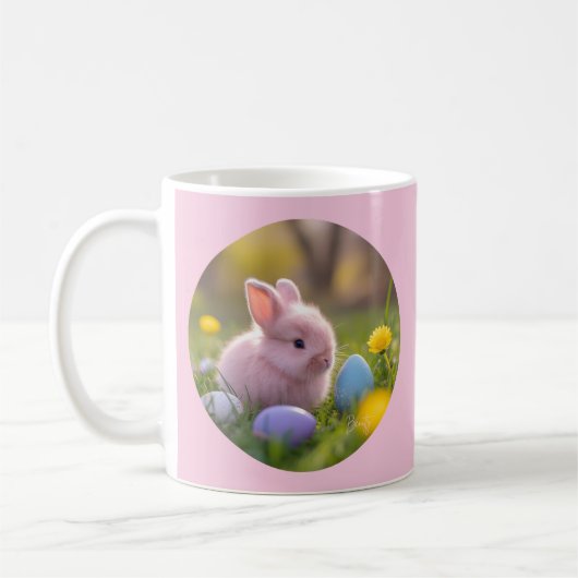 Niedlich Fluffy Pink Bunny Oaster Kaffeetasse (Links)