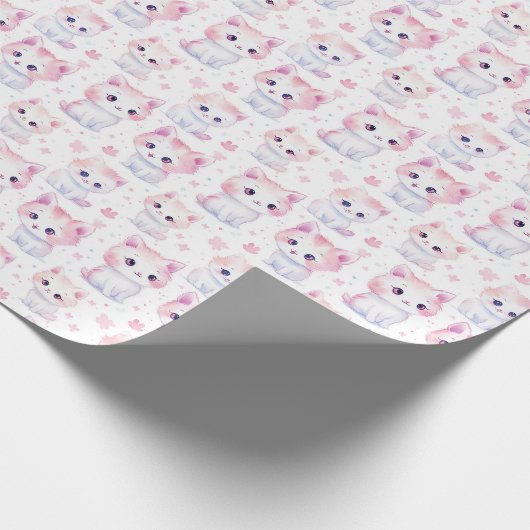 Niedlich Fluffy Pink Kittens Geschenkpapier (Ecke)