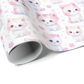 Niedlich Fluffy Pink Kittens Geschenkpapier (Rolleneckpunkt)