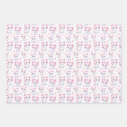Niedlich Fluffy Pink Kittens Geschenkpapier Set (Vorderseite 2)
