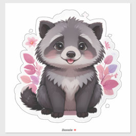 Niedlich Fluffy Raccoon Aufkleber