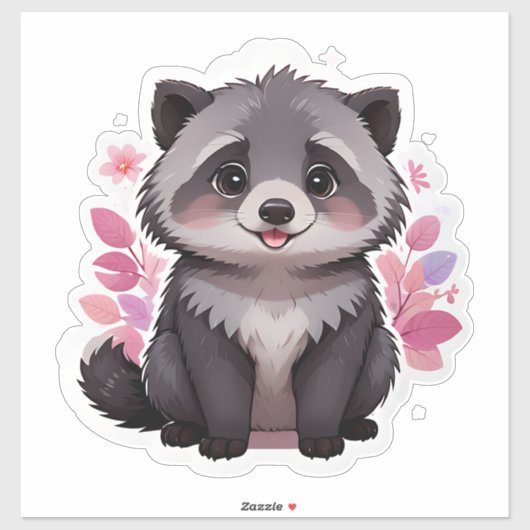 Niedlich Fluffy Raccoon Aufkleber (Blatt)