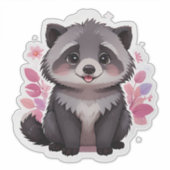 Niedlich Fluffy Raccoon Aufkleber (Vorderseite)