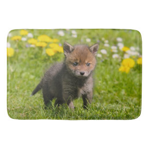 Niedlich Fluffy Red Fox Cub Wild Baby Animal - gro Badematte