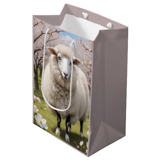 Niedlich Fluffy Sheep Mittlere Geschenktüte (Vorderseite Schrägansicht)