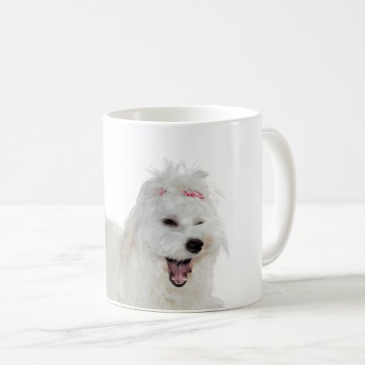 Niedlich Fluffy White Maltese Kaffeetasse (VorderseiteRechts)