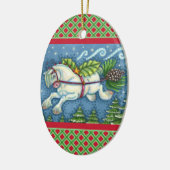 NIEDLICH FLYING CHRISTMAS PONY PULLING PINECONE SC KERAMIK ORNAMENT (Links)