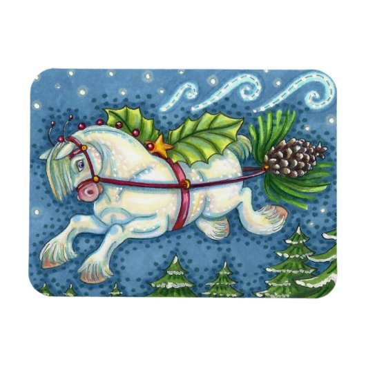 NIEDLICH FLYING CHRISTMAS PONY PULLING PINECONE SC MAGNET (Horizontal)