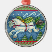 NIEDLICH FLYING CHRISTMAS PONY PULLING PINECONE SC ORNAMENT AUS METALL (Vorne)