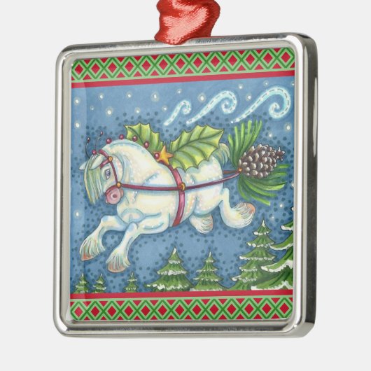 NIEDLICH FLYING CHRISTMAS PONY PULLING PINECONE SC ORNAMENT AUS METALL (Links)