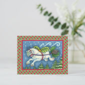 NIEDLICH FLYING CHRISTMAS PONY PULLING PINECONE SC POSTKARTE (Stehend Vorderseite)