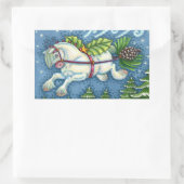 NIEDLICH FLYING CHRISTMAS PONY PULLING PINECONE SC RECHTECKIGER AUFKLEBER (Tasche)