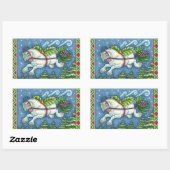 NIEDLICH FLYING CHRISTMAS PONY PULLING PINECONE SC RECHTECKIGER AUFKLEBER (Blatt)