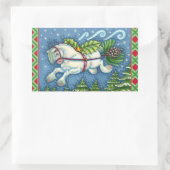 NIEDLICH FLYING CHRISTMAS PONY PULLING PINECONE SC RECHTECKIGER AUFKLEBER (Tasche)