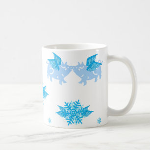 Niedlich Flying Kissing Winged Blue Schweine Schne Kaffeetasse