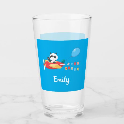 Niedlich Flying Panda Personalisiert Glas (Vorderseite)