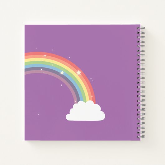 Niedlich Flying Unicorn and Rainbow Girls Sketchbo Notizblock (Rückseite)