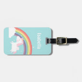 Niedlich Flying Unicorn Rainbow Girls Name Gepäckm Gepäckanhänger (Vorderseite horizontal)