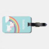 Niedlich Flying Unicorn Rainbow Girls Name Gepäckm Gepäckanhänger (Rückseite horizontal)