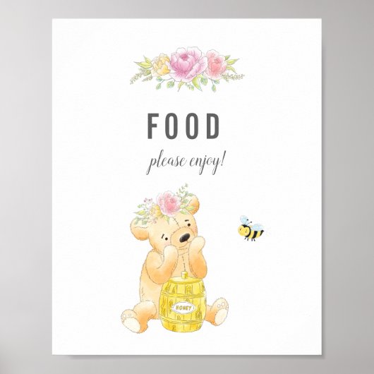 Niedlich Food Table Girl Teddy Bear Babydusche Poster (Vorne)