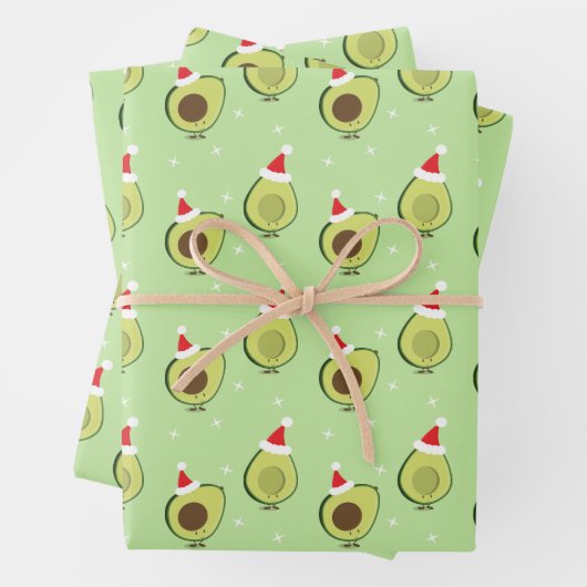 Niedlich Food Weihnachtsmannmütze Avocado Weihnach Geschenkpapier Set (Beispiel)