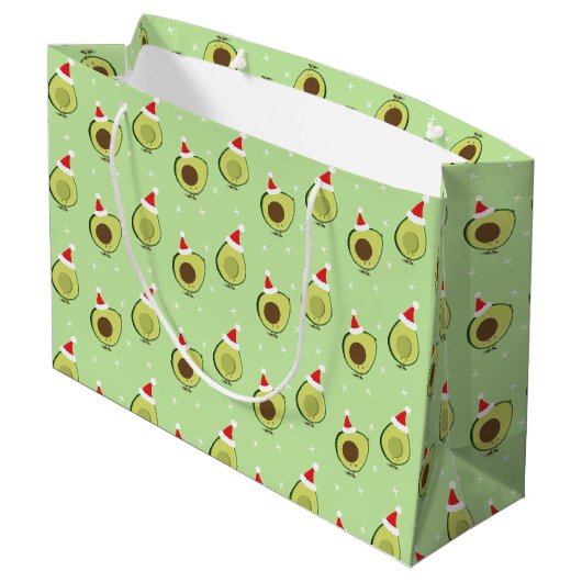 Niedlich Food Weihnachtsmannmütze Avocado Weihnach Große Geschenktüte (Rückseite Schrägansicht)
