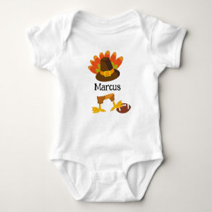 Niedlich Football Erntedank Türkei Cartoon Custom Baby Strampler