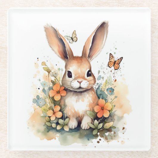 Niedlich Forest baby bunny Pints Kinderzimmer Art Glasuntersetzer (Vorderseite)