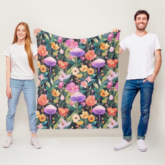 Niedlich Forest Blume Mushroom Cottage-Muster Fleecedecke (Beispiel)