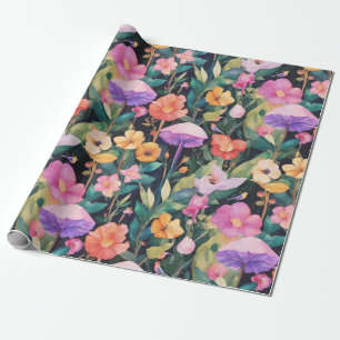 Niedlich Forest Blume Mushroom Cottage-Muster Geschenkpapier