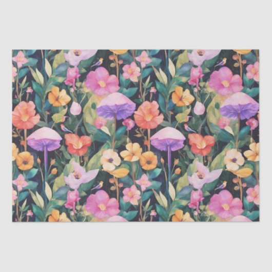 Niedlich Forest Blume Mushroom Cottage-Muster Seidenpapier (Vorderseite)