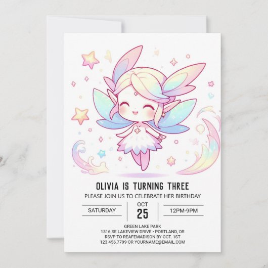 Niedlich Forest Fairy Birthday Einladung (Vorderseite)