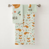 Niedlich Forest Fox Fall Monogram Kids Badhandtuch Set (Insitu)