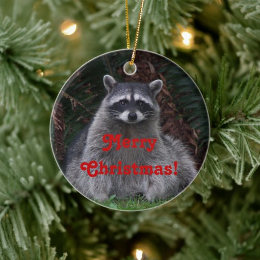 Niedlich Forest Raccoon Weihnachten Keramik Ornament (Baum)