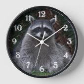 Niedlich Forest Raccoon Wildlife Foto Wanduhr (Vorderseite)
