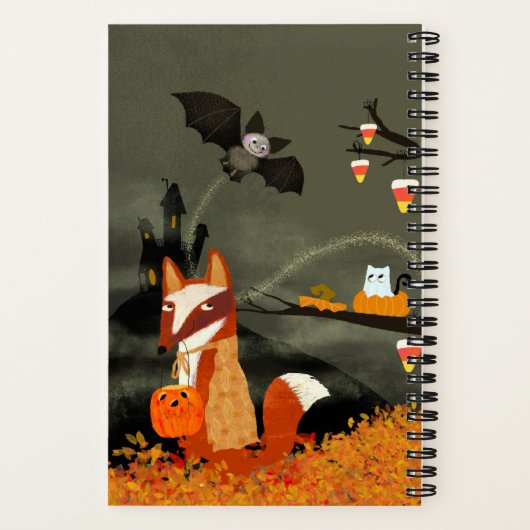 Niedlich Fox and Bat Sketch Journal Notizblock (Rückseite)