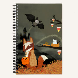 Niedlich Fox and Bat Sketch Journal Notizblock