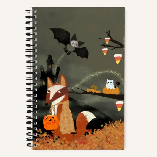 Niedlich Fox and Bat Sketch Journal Notizblock (Vorderseite)