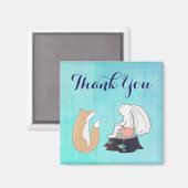 Niedlich Fox and Rabbit Cartoon Sketch Vielen Dank Magnet (Vorderseite/Rückseite)