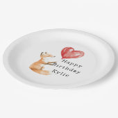 Niedlich Fox Animal Heart Ballon Geburtstag Pappteller (Schrägansicht)