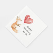 Niedlich Fox Animal Heart Ballon Geburtstag Serviette (Ecke)