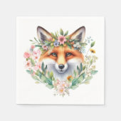 Niedlich Fox Aquarell Blume Dekoration Gastgeschen Serviette (Vorderseite)